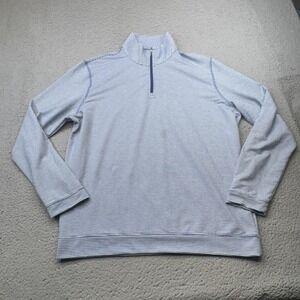 Onward Reserve Pullover Mens XL Blue Striped Terry 1/4 Zip Sweater Golf Casual
